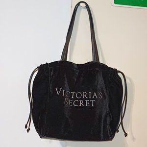 NWOT ~ Victoria's Secret Limited Ed. Black Velvet Rhinestone Logo Tote Bag Purse
